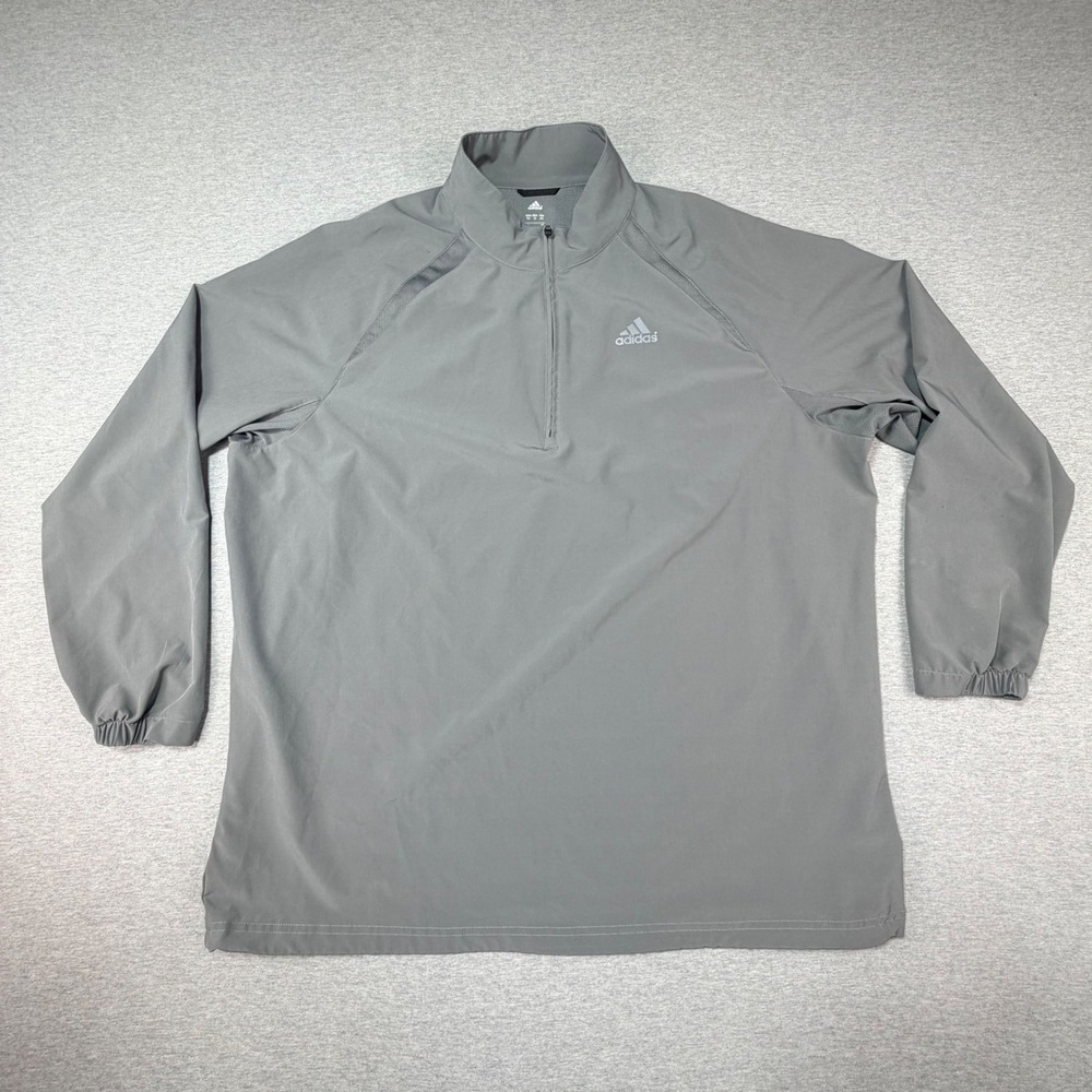 Adidas Mens XL Grey Quarter Zip Windbreaker Pullover Golf Jacket Mesh Vented